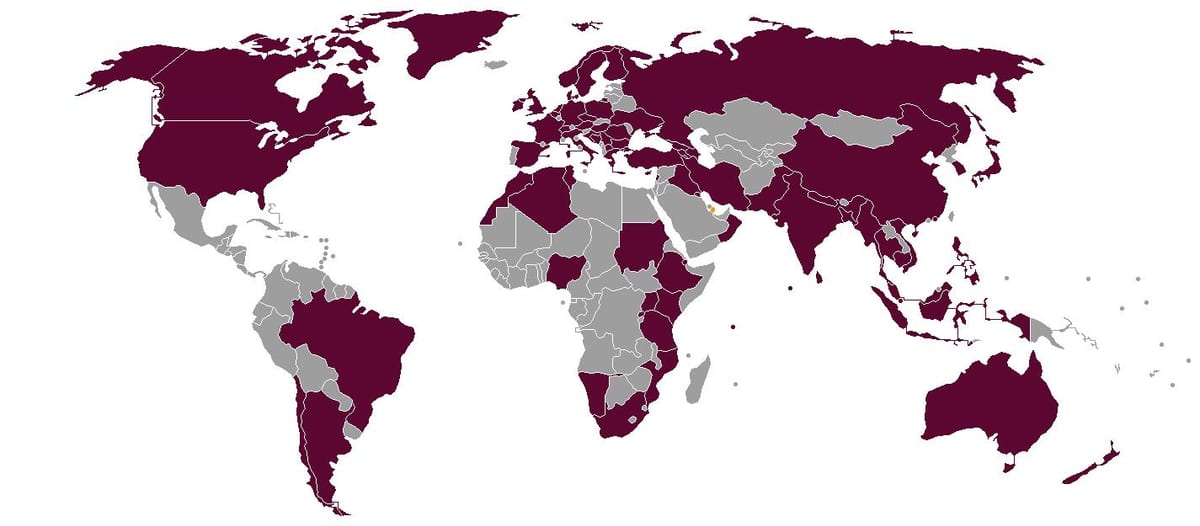 qatar airlines destinasi peta