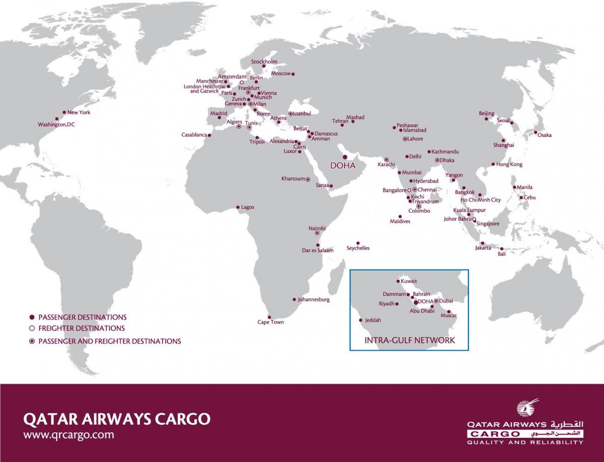 qatar airways peta rangkaian