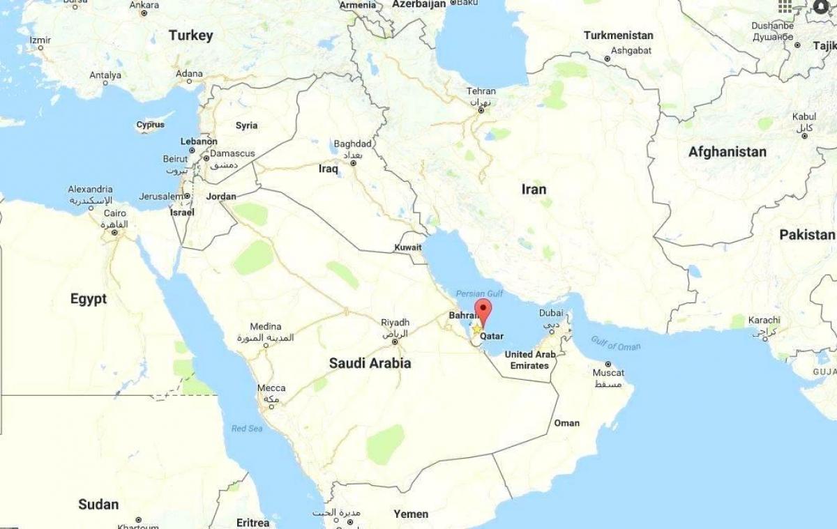 dunia peta yang menunjukkan qatar