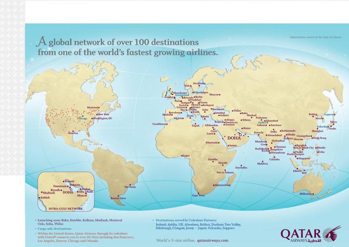 qatar penerbangan peta laluan