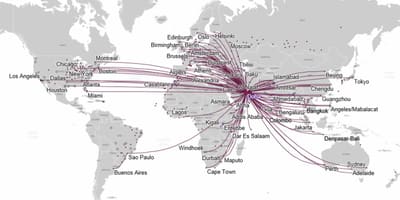 Qatar airways peta laluan