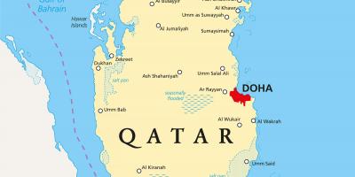 Qatar peta dengan kota